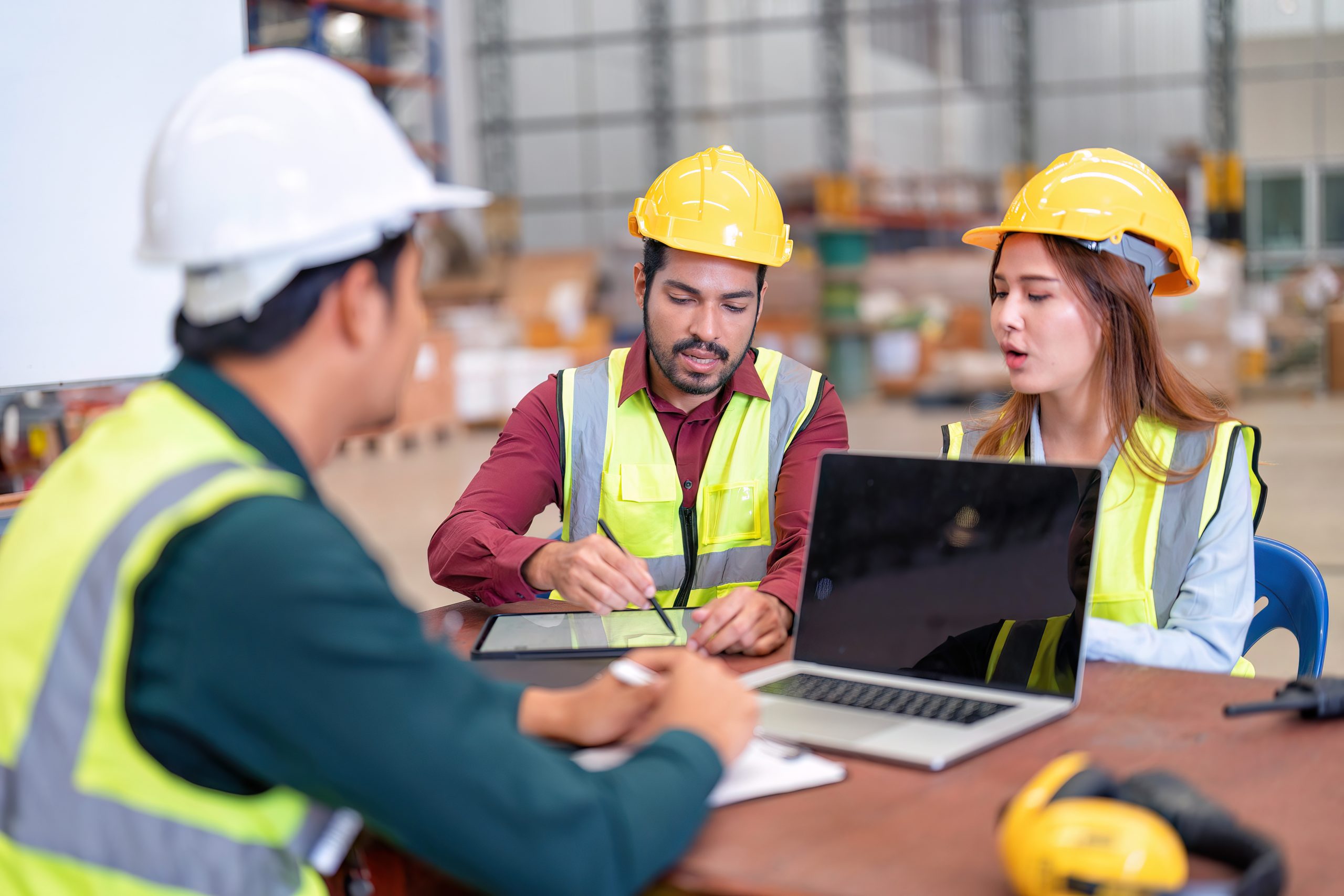 Group of worker in the warehouse factory